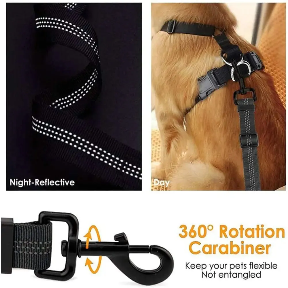2 in 1 Elastic Reflective Pet Safety Car Seat Belt Latch Bar for Dogs Vehicle Traveling