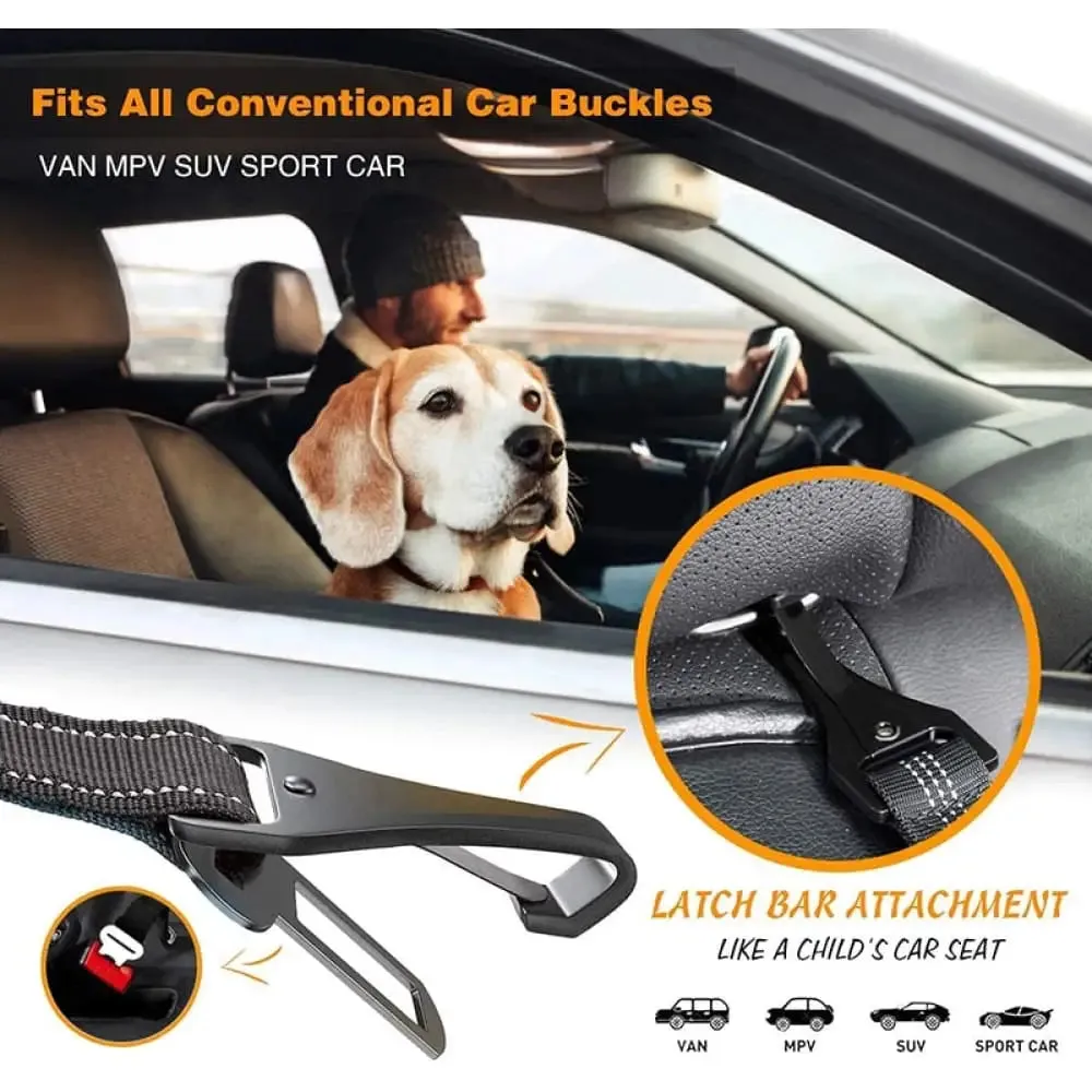 2 in 1 Elastic Reflective Pet Safety Car Seat Belt Latch Bar for Dogs Vehicle Traveling
