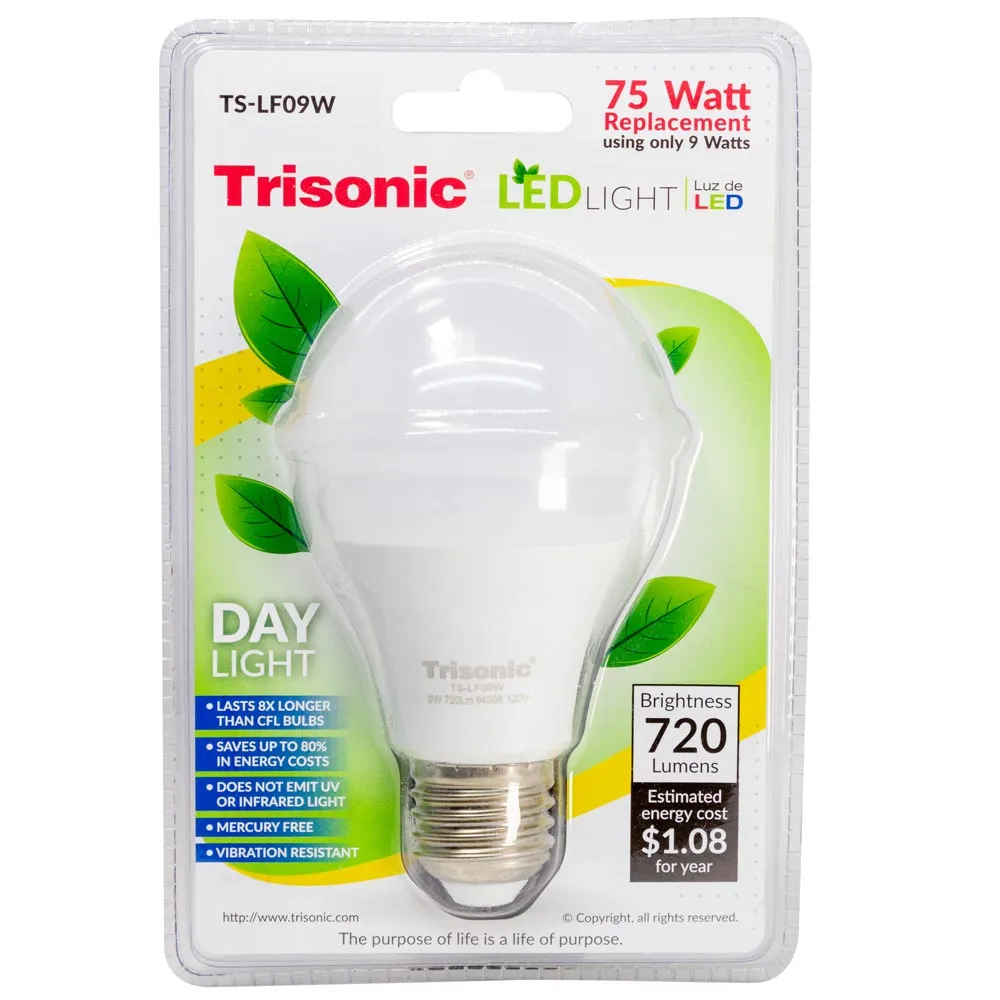 4 x LED Light Bulb Daylight 6400K Brightness 720 Lumens 9W Equivalent to 75W