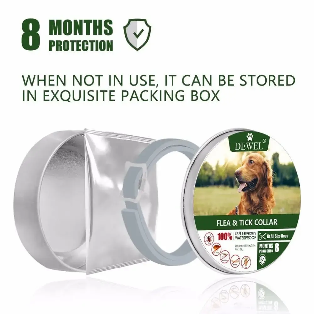 8 Months Protection Waterproof Safe Adjustable Anti Tick Dog Collar