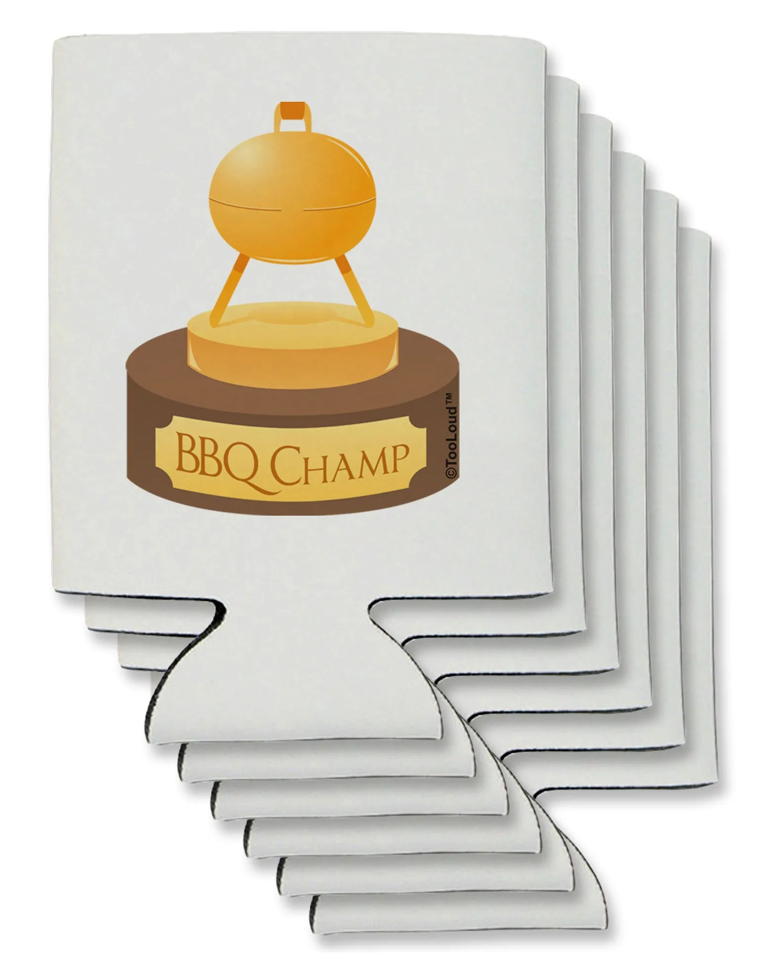 BBQ Champ - Golden Grill Trophy Can / Bottle Insulator Coolers by TooLoud
