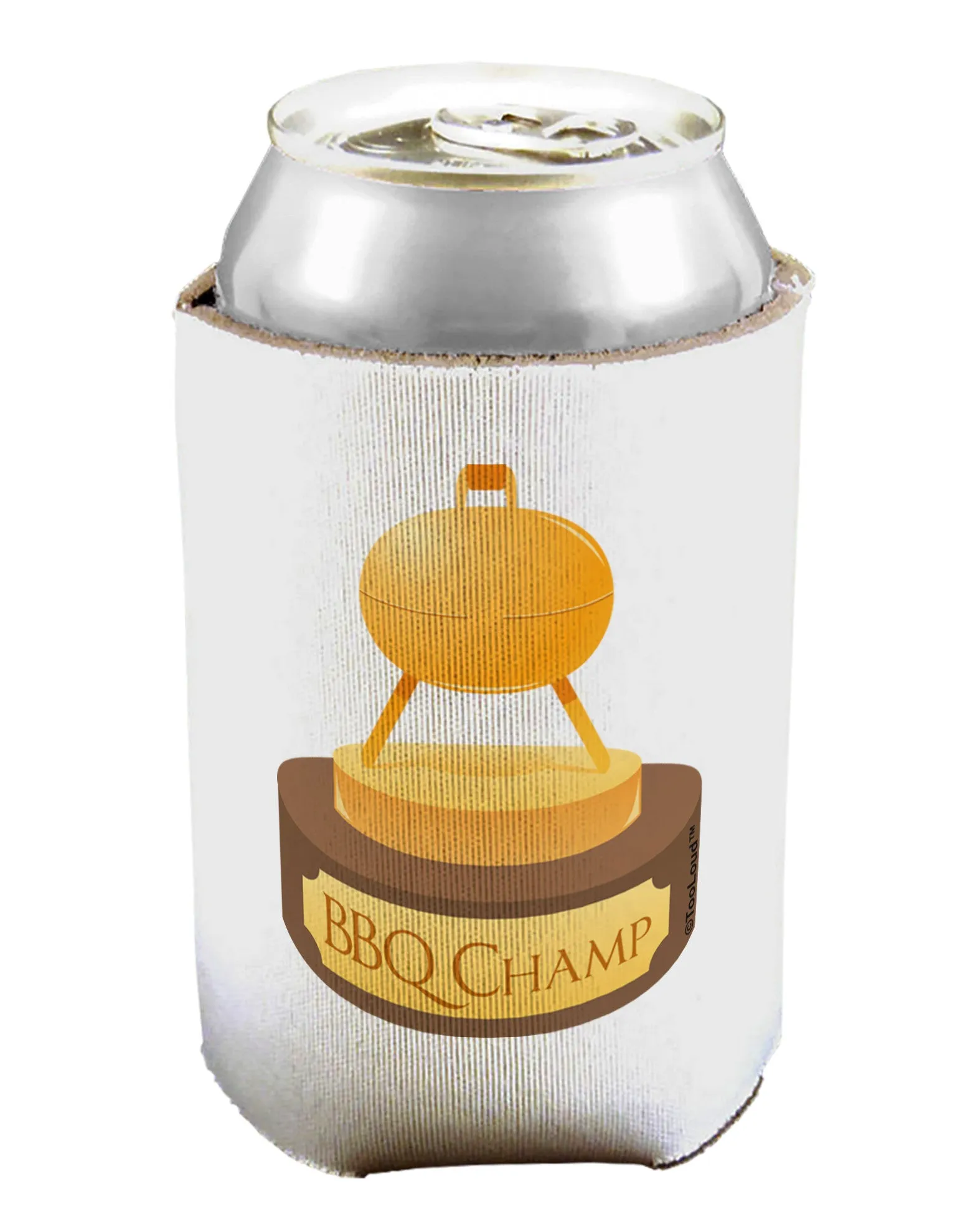 BBQ Champ - Golden Grill Trophy Can / Bottle Insulator Coolers by TooLoud