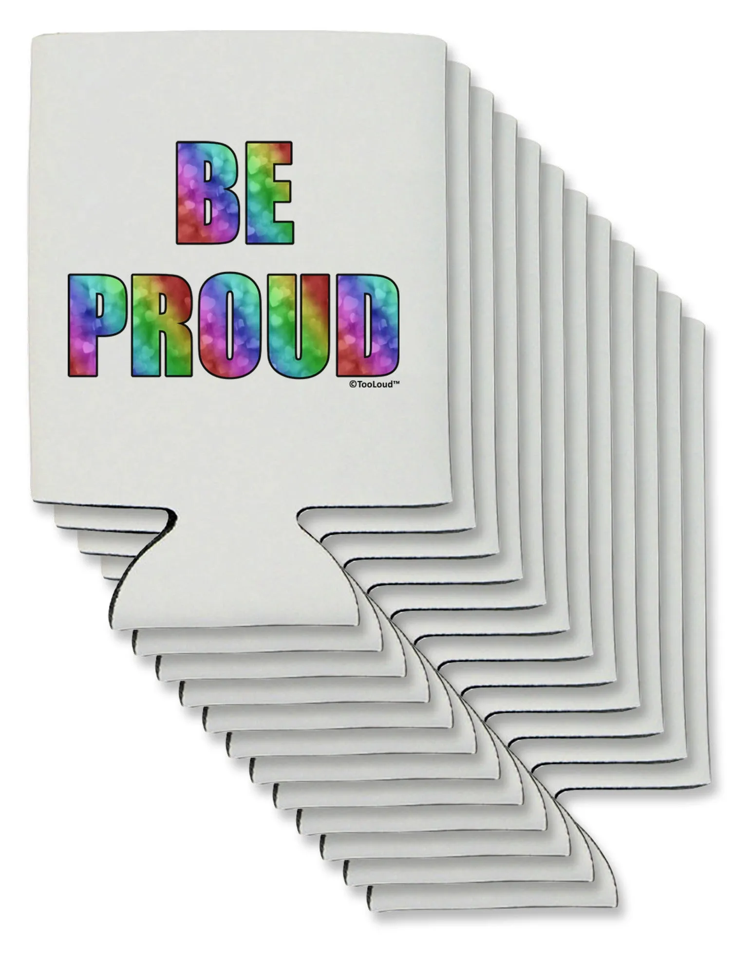 Be Proud Gay Pride - Rainbow Hearts Can / Bottle Insulator Coolers by TooLoud