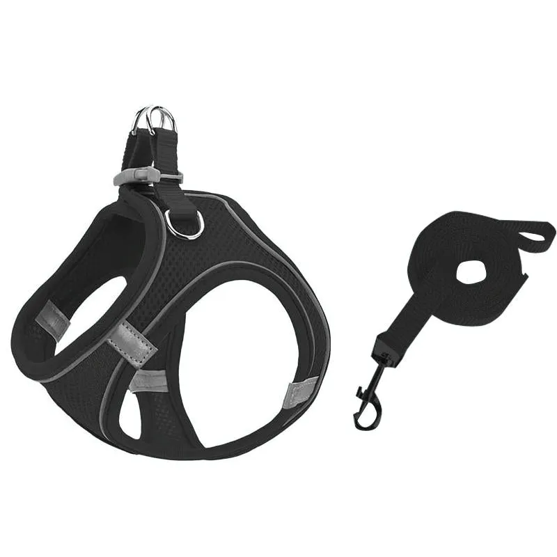 Breathable Reflective Pet Chest Strap With Traction Rope