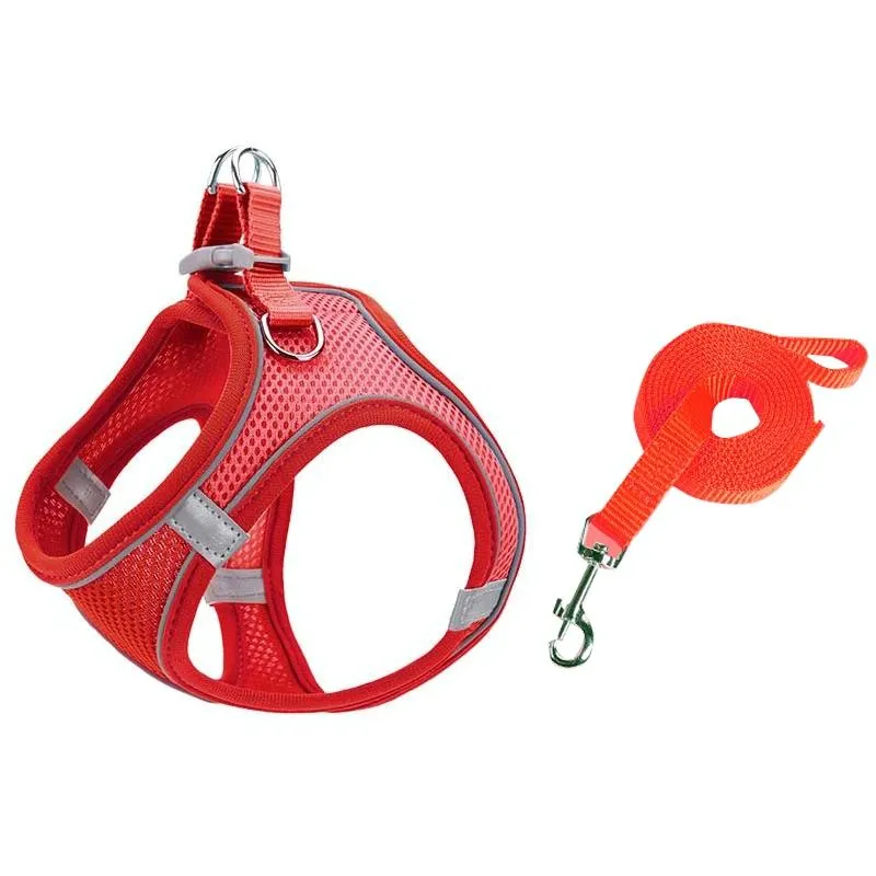 Breathable Reflective Pet Chest Strap With Traction Rope