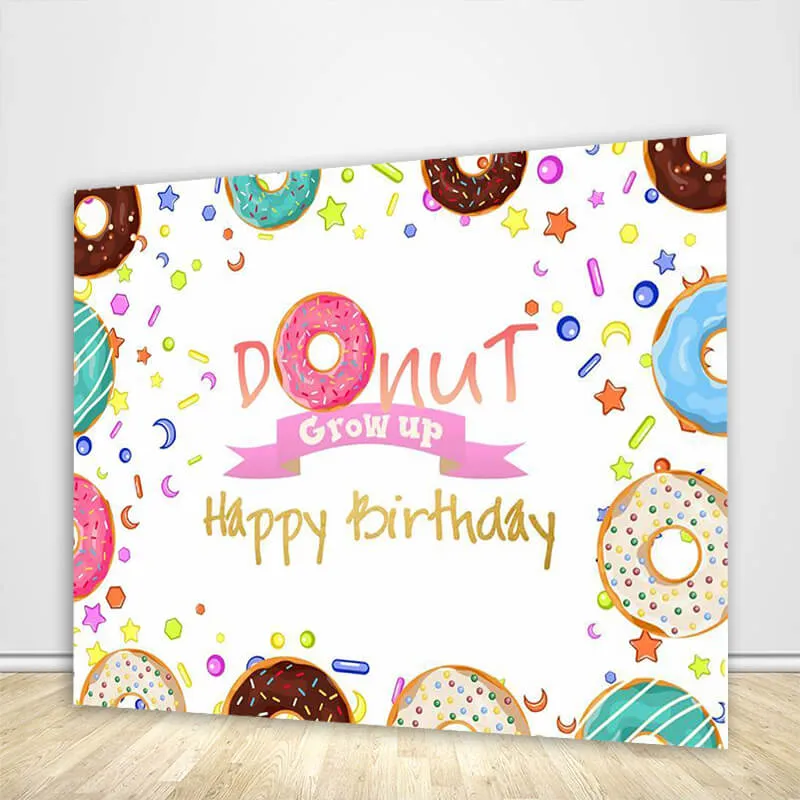 Donut Backdrop Donut Grow Up Banner Birthday Party Theme Backdrop