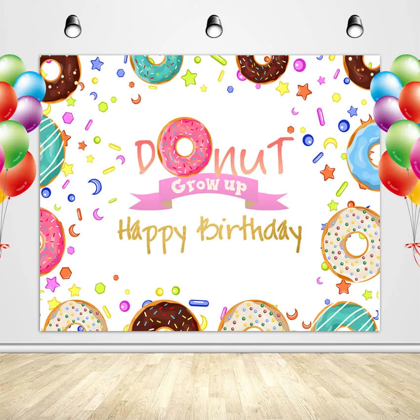 Donut Backdrop Donut Grow Up Banner Birthday Party Theme Backdrop