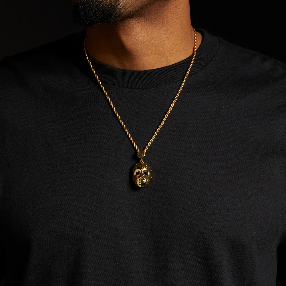 Hockey Mask Pendant & Chain (Gold)