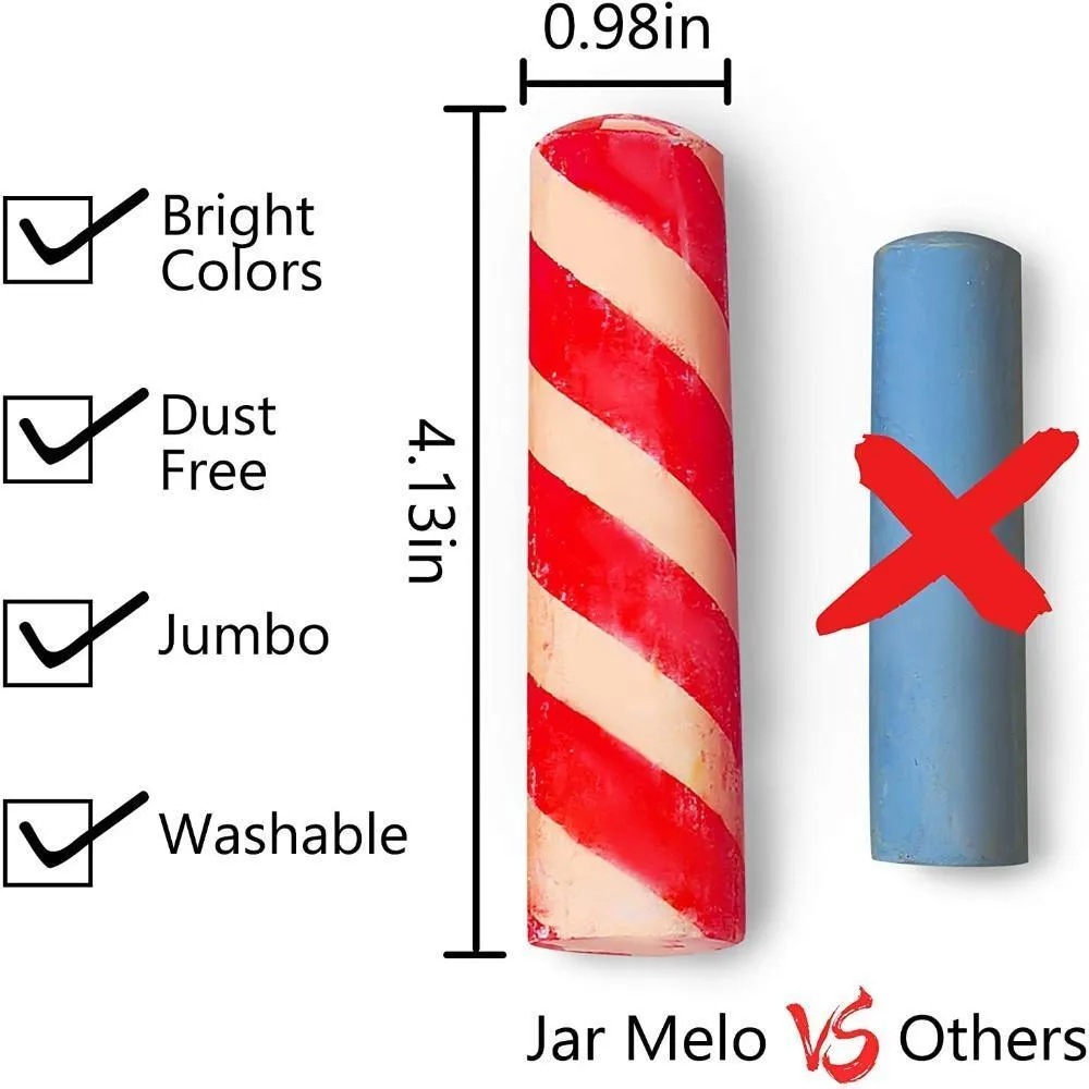Jar Melo Jumbo Sidewalk Chalk - 24 Colors Kit with 2 Holder