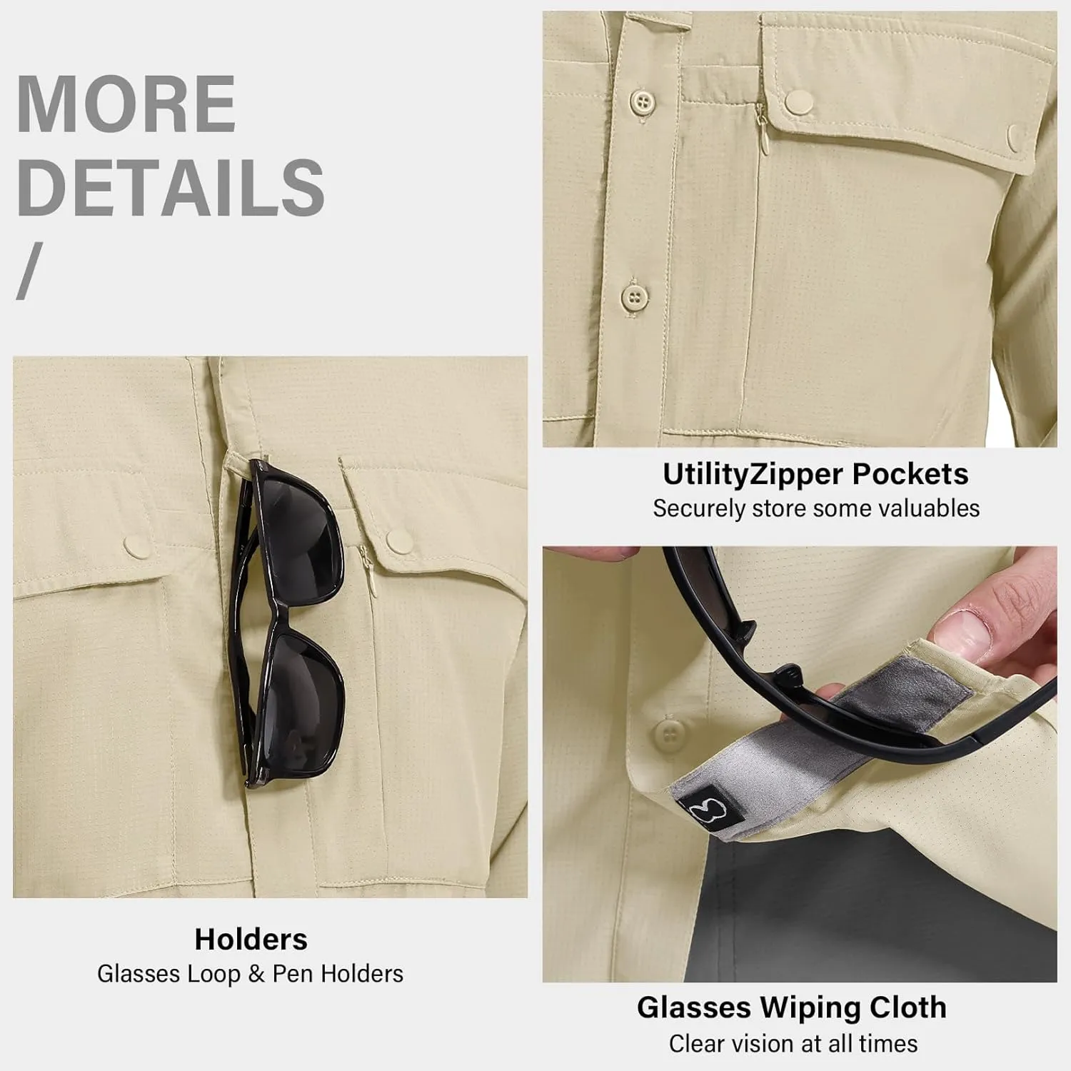 Men's Long Sleeve Sun Protection Fishing Shirt UPF 50 UV Quick Dry Cooling Outdoor Hiking Travel Safari Shirts