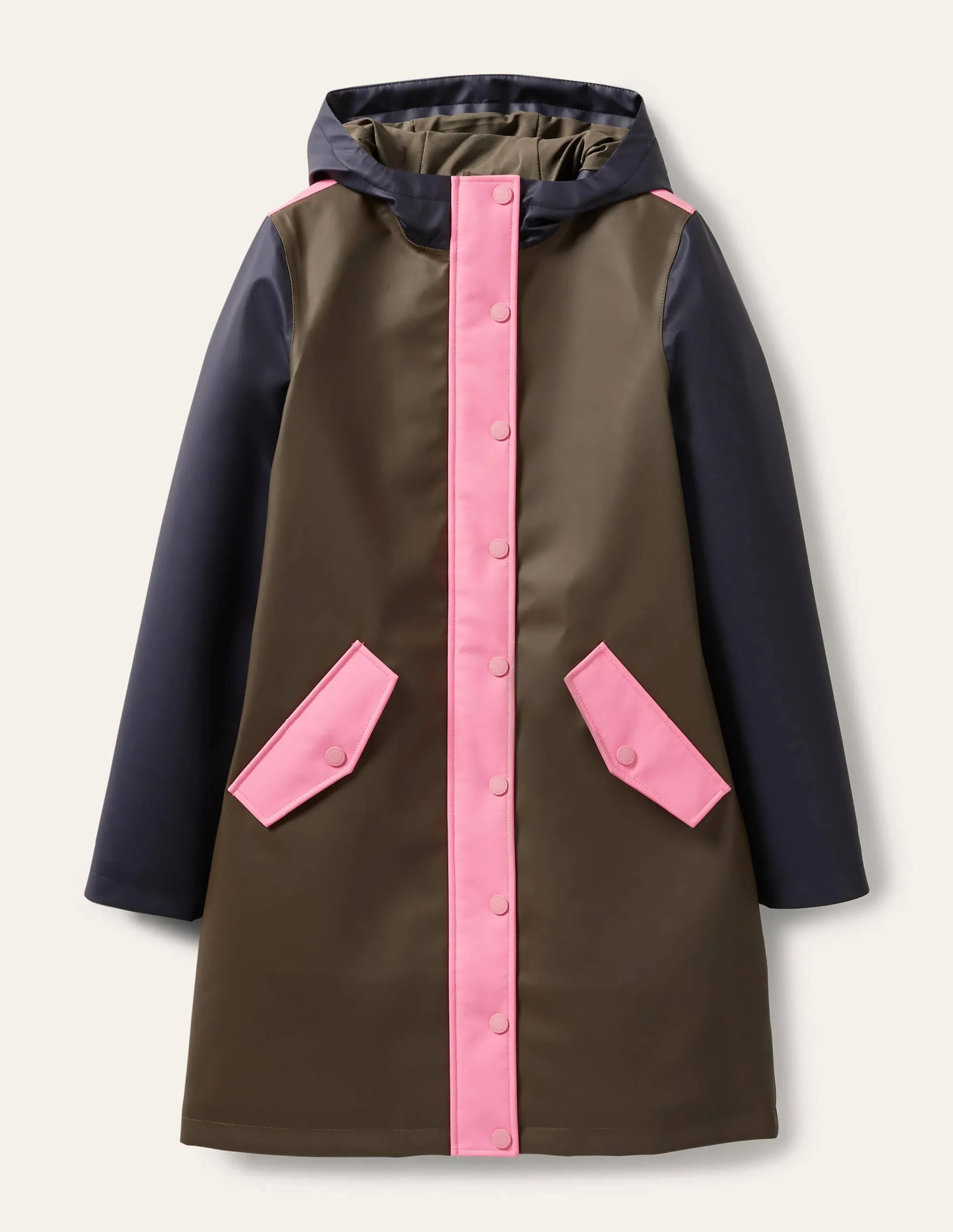 Morris Waterproof Mac-Khaki and Navy Colourblock