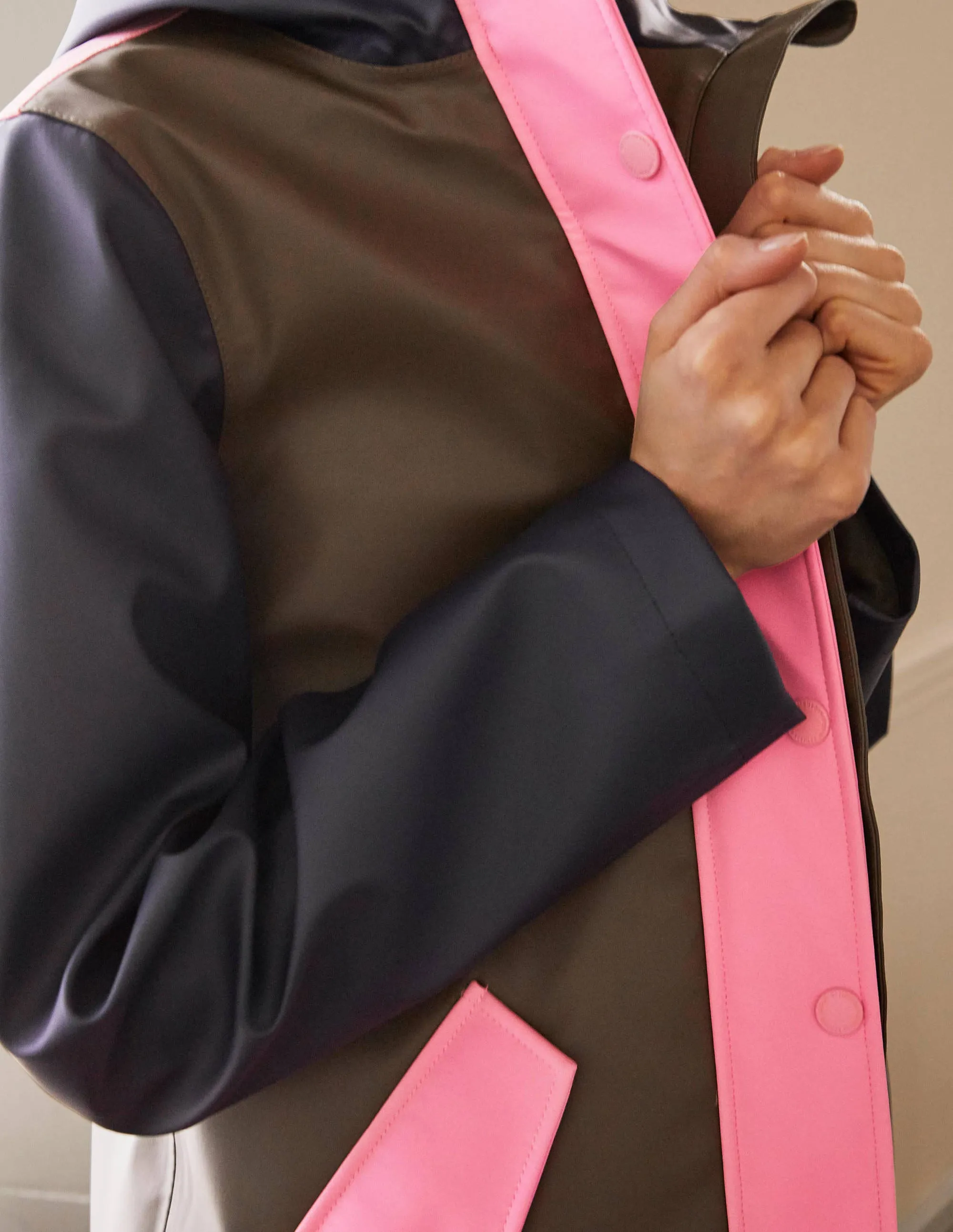 Morris Waterproof Mac-Khaki and Navy Colourblock