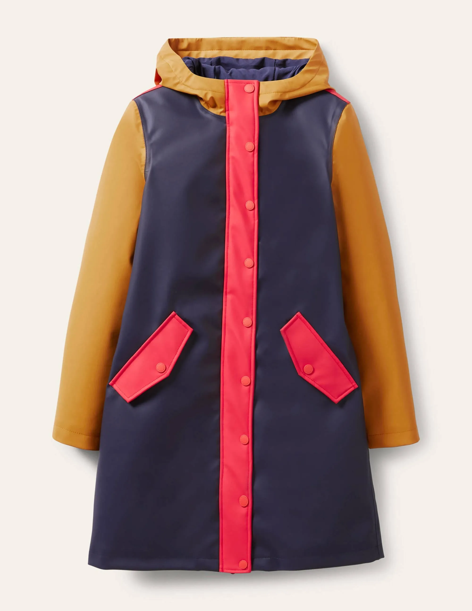 Morris Waterproof Mac-Navy and Ochre Colourblock